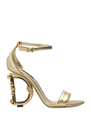 Dolce & Gabbana GOLD SANDALS WITH DISTINCTIVE HEEL サンダル DOLCE&GABBANA Formale embellished metallic leather sandals